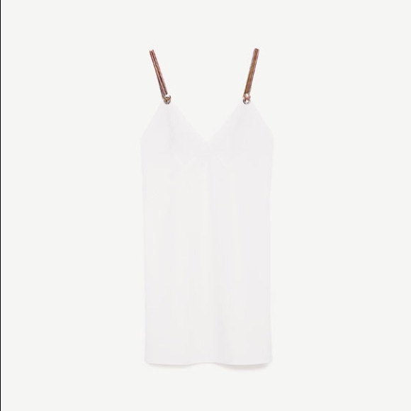 NWT ZARA WHITE DRESS WITH RAINBOW ROPE STRAPS - Picture 4 of 8